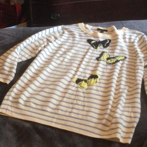 J Crew Cream Striped Butterly Sweater